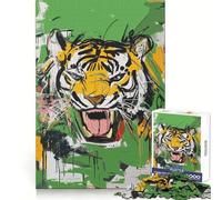 Puzzle Abstrait Rugissement de Tigre pour Adolescents, 1000 pièces, Jeu de réflexion, Design Simple et Amusant, Cadeau mémorable 38x52cm