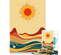 Puzzle Abstrait Soleil et Vagues 1000 pièces pour Adolescents Jeu de réflexion et de détente Découpe Nette Liste de souhaits du Père Noël 38x52cm
