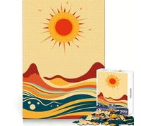 Puzzle Abstrait Soleil et Vagues, 1000 pièces, pour Adultes, Jeu de logique, Lien Familial, découpe de précision, Surprise chaleureuse 38x26cm