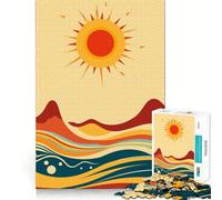 Puzzle Abstrait Soleil et Vagues, 1000 pièces, pour Adultes, Jeu de logique, Lien Familial, découpe de précision, Surprise chaleureuse 38x26cm