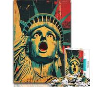 Puzzle Abstrait Statue de la Liberté pour Adolescents 1 000 pièces Jeu Familial Anti-Stress défi Difficile excellents Cadeaux et Jouets (38x26cm)