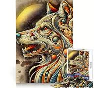 Puzzle Abstrait tête de Loup 1000 pièces pour Adolescents Développe Les capacités analytiques Découpe Nette (38x52cm)