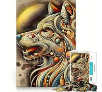 Puzzle Abstrait tête de Loup 1000 pièces pour Adultes Jeu de réflexion et d'exercice Ajustement Parfait Activité de Partage et de renforcement des Liens familiaux (38x52cm)