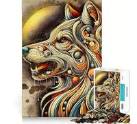 Puzzle Abstrait tête de Loup pour Adultes,1000 pièces,Jeu Stimulant l'esprit,pièces précises et sans Couture,activité relaxante à Faire en Groupe à l'intérieur (50x75cm)