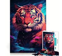 Puzzle Abstrait Tigre 1000 pièces pour Adolescents Jeu de logique Stimulant et Relaxant Bords Nets Surprise d'anniversaire 38x26cm