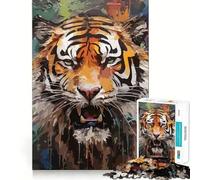 Puzzle Abstrait Tigre 1000 pièces pour Adultes Jeu de logique et de réflexion Découpe précise 50x75cm
