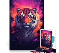 Puzzle Abstrait Tigre 1000 pièces pour Adultes, Jeu de logique mentale, Divertissement paisible, découpe Ferme, Cadeau précieux 38x52cm