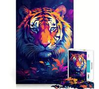 Puzzle Abstrait Tigre 1000 pièces pour Adultes, Jeu de réflexion, Moment de détente, œuvre d'art aux Contours Nets 50x75cm
