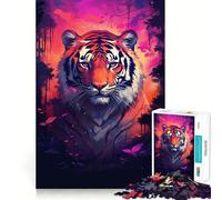 Puzzle Abstrait Tigre Adolescents 1000 pièces Jeu de réflexion Intelligent Moments de complicité Découpe Lisse Liste de souhaits du Père Noël 50x75cm