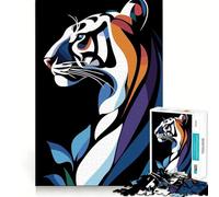 Puzzle Abstrait Tigre Blanc 1000 pièces Découpe Laser pour Un Assemblage Parfait Activité de Partage et de Concentration Amusante (38x26cm)