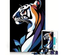 Puzzle Abstrait Tigre Blanc 1000 pièces Jeu de développement cognitif Surface Lisse sans bavures Activité relaxante en Groupe à l'intérieur (50x75cm)