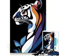 Puzzle Abstrait Tigre Blanc pour Adultes,1000 pièces,Jeu de mémoire et de réflexion,découpe Laser pour Un Assemblage Parfait,Cadeau Unique pour soulager Le Stress (38x52cm)