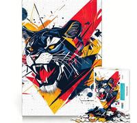 Puzzle Abstrait Tigre en colère 1000 pièces Découpe Laser pour Un Assemblage Parfait Activité de Partage et de Concentration Amusante (38x52cm)