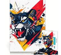 Puzzle Abstrait Tigre en colère 1000 pièces Jeu Amusant et Technique de découpe Laser avancée Jouet d'intérieur pour Les fêtes (50x75cm)