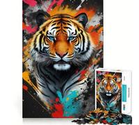 Puzzle Abstrait Tigre Peinture 1000 pièces pour Adultes, défi cérébral, Jeu de Loisirs, découpe Nette, Cadeau Exceptionnel (38x52cm)