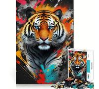 Puzzle Abstrait Tigre pour Adultes, 1000 pièces, Casse-tête cérébral, Plaisir Lent, Assemblage d'image, Cadeau Parfait (50x75cm)