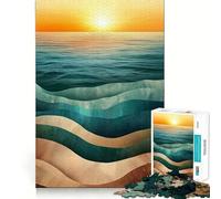 Puzzle Abstrait Vagues au Coucher du Soleil pour Adultes, 1000 pièces, stimule la mémoire, Offre Un Divertissement apaisant et de qualité supérieure, Un Cadeau attentionné 50x75cm