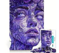 Puzzle Abstrait Violet de 1000 pièces pour Adultes, Motif Portrait, Casse-tête Complexe, Jeu de logique Simple et Amusant, découpe de précision, Cadeau de Noël (38x52cm)
