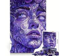 Puzzle Abstrait Violet de 1000 pièces pour Adultes, Motif Portrait, Casse-tête Complexe, Jeu de logique Simple et Amusant, découpe de précision, Cadeau de Noël (38x52cm)