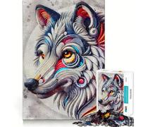 Puzzle Abstrait Visage de Loup 1000 pièces,Jeu de réflexion Amusant et Stimulant,pièces Parfaitement emboîtables,Cadeau d'anniversaire,Casse-tête (50x75cm)