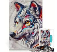 Puzzle Abstrait Visage de Loup 1000 pièces pour Adultes,Jeu de mémoire Stimulant,qualité Professionnelle,activité de découpage conviviale et chaleureuse (38x52cm)