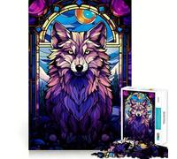 Puzzle Abstrait Wolf Magenta Night 1000 pièces pour Adultes Jeu de mémoire Amusant Découpe Experte Activité relaxante en Groupe à l'intérieur (38x26cm)