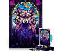 Puzzle Abstrait Wolf Magenta Night de 1000 pièces pour Adolescents,Jeu de Stimulation Cognitive,sans Espace,Assemblage Parfait,Format Compact,Amusant pour Les Moments de Jeu en Famille (38x52cm)
