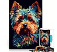 Puzzle Abstrait Yorkshire Terrier de 1000 pièces pour Adolescents,Jeu de réflexion,découpe Laser pour Un Assemblage Parfait,activité de Groupe relaxante en intérieur (50x75cm)
