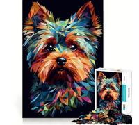 Puzzle Abstrait Yorkshire Terrier pour Adulte,1000 pièces,Jeu de Stimulation Cognitive,sans Espace,Assemblage précis,Cadeau d'anniversaire,Casse-tête (38x26cm)
