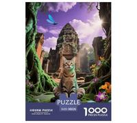 Puzzle Abyssin 1000 Pièces en Carton pour Adultes Jeu ÉduChatif Jeu De Défi Casse-tête Chat Temple Antique Cadeau Anniversaire Décoration Intérieure 38x26cm/1000pcs