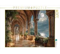 Puzzle · Académie des Ténèbres | Couloir extérieur avec vue sur la pleine lune · 1000 pièces · Format assemblé 64 × 48 cm · CALVENDO Puzzle