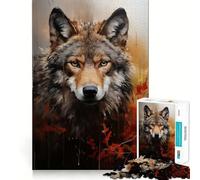 Puzzle Acrylique Loup 1000 pièces Jeu de réflexion Amusant et Stimulant pour la Concentration Technologie de découpe Laser avancée Idéal pour Les Voyages (38x26cm)
