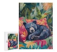Puzzle Adolescent 500pcs Sleeping Bear in Tropical Paradise Puzzle Décoration Murale Décoration Maison Anniversaire 500pcs