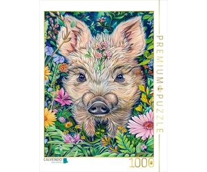 Puzzle · Adorable Sanglier dans la Prairie | Illustration d'un jeune sanglier dans une prairie fleurie · 1000 pièces · Format assemblé 64 × 48 cm · CALVENDO Puzzle