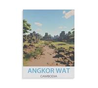Puzzle Adult 1000,Affiche de Voyage Vintage Angkor Wat Cambodge,Puzzle De 1000 Pièces Jeux De Famille Amusants, Divertissement De Relaxation Et De Méditation(75x50cm)-AF30