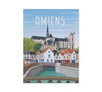 Puzzle Adult 1000，Affiche de Voyage Vintage de la cathédrale d'Amiens en France，Puzzle De 1000 Pièces Jeux De Famille Amusants, Divertissement De Relaxation Et De Méditation（75x50cm）-BN74