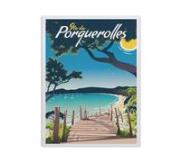 Puzzle Adult 1000,Affiche de Voyage Vintage en France Plage de Hyères Porquerolles,Puzzle De 1000 Pièces Jeux De Famille Amusants, Divertissement De Relaxation Et De Méditation(50x70cm)-BO74