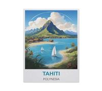 Puzzle Adult 1000，Tahiti Polynésie, Affiche de Voyage Vintage，Puzzle De 1000 Pièces Jeux De Famille Amusants, Divertissement De Relaxation Et De Méditation（38x26cm）-BI14