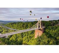 Puzzle Adulte 100 pièces, Beauté Naturelle, Montgolfière, Royaume-Uni, Bristol, Pont Suspendu de Clifton, Pont de Clifton, Canyon 45,5 x 35,5 cm