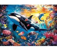 Puzzle Adulte 100 Pièces Dauphin Animal 40 x 28 cm Puzzles pour Adultes Jeu éducatif Puzzle Impossible Puzzles 100 Pièces Adultes