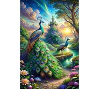Puzzle Adulte 100 pièces,Fleurs du Coucher de Soleil Paons 40x28 cm Puzzles pour Adultes Jeu éducatif Défi Jouets 100 Pièces Puzzles pour Décoration de la Maison