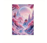 Puzzle Adulte 100 pièces Paysage fluvial aux Arbres Roses 40x28 cm Puzzles pour Adultes Jeu éducatif Défi Jouets 100 Pièces Puzzles pour Décoration de la Maison