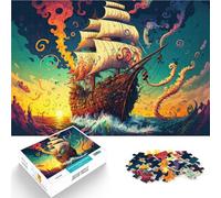 Puzzle Adulte 1000 Bateau Pirate coloré Fait de Papier，pour Les 14 Ans et Plus Jeu Impossible Car C'est Un pour Toute la Famille。Taille：26x38cm/10.24x14.96pouce