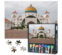 Puzzle adulte 1000 blocs, puzzle de mosquée malaisienne flottant, mosquée islamique pour adultes, puzzles ou jouets, convient aux amis plus âgés 50 x 70 cm