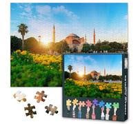 Puzzle adulte 1000 blocs, puzzle de mosquée Santa Sofia, Sultan Ahmet Park Istanbul, Turquie, jeu de puzzle pour adultes jouets pour amis plus âgés 50 x 70 cm