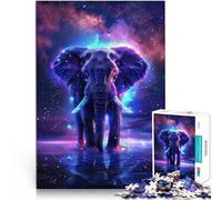 Puzzle Adulte 1000 “Éléphant Animal de l'espace” Fait de Papier，Convient aux Personnes âgées de 14 Ans et Plus Jeu intellectuel Idées Cadeaux。Taille：26x38cm/10.24x14.96pouce