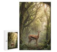 Puzzle Adulte, 1000 PCS, avec Illustration Gazelle in A Misty Forest, comme Idée Cadeau Saisonnière pour Adultes, pour Une Maison Festive