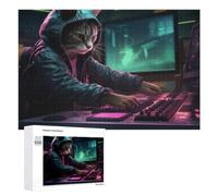 Puzzle Adulte, 1000 PCS, avec Illustration The Cat Got The Beat, comme Pause Créative pour Les Amateurs Patients, pour Jouer Ensemble