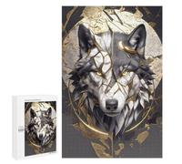 Puzzle Adulte, 1000 PCS, avec Illustration Wolf with Golden Fractures, comme Activité À Partager Entre Adultes Et Familles, À La Maison