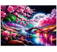 Puzzle Adulte 1000 Pièces 75x50 cm Puzzles pour Adultes Jeu éducatif Défi Jouets 1000 pièces Puzzles pour Adulte Familial Parfait - Arbres de Paysage au Clair de Lune